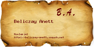 Beliczay Anett névjegykártya