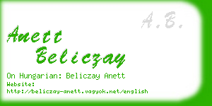 anett beliczay business card